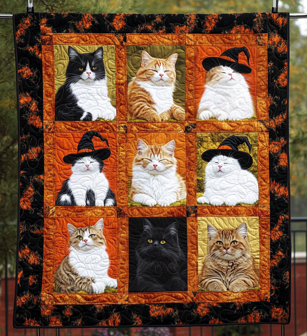 Halloween Feline Quilted Blanket Cute Blankets For Her