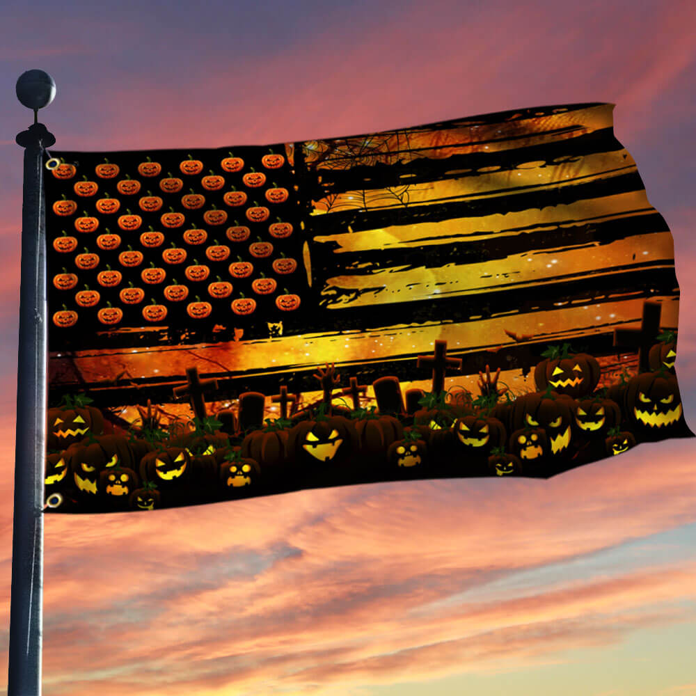 Halloween Flag Pumpkin Jack O Lantern Pumpkin Grommet Flag