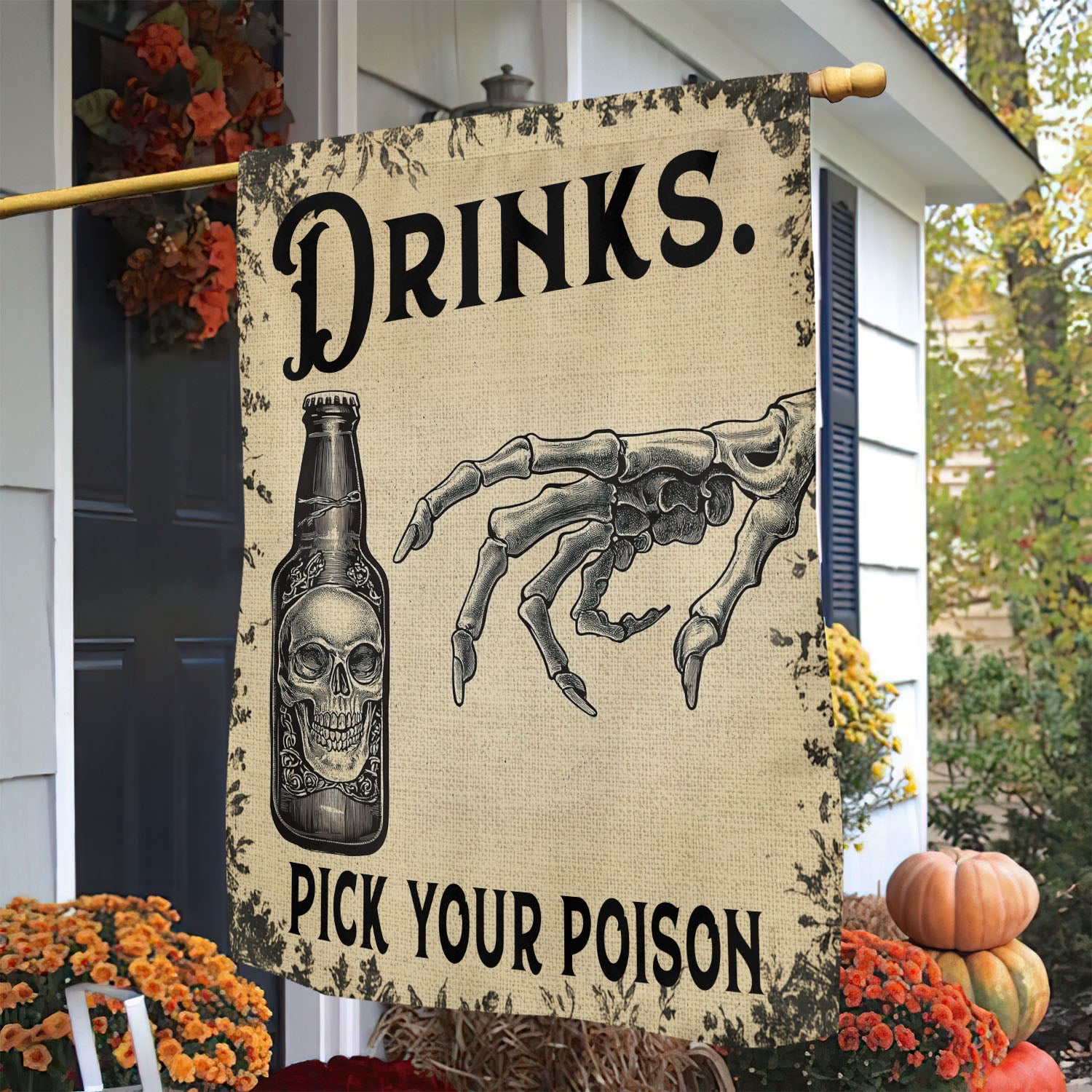 Halloween Garden Flag Drinks Pick Your Poison Halloween Outdoor Decor Spooky Yard Decor Gift