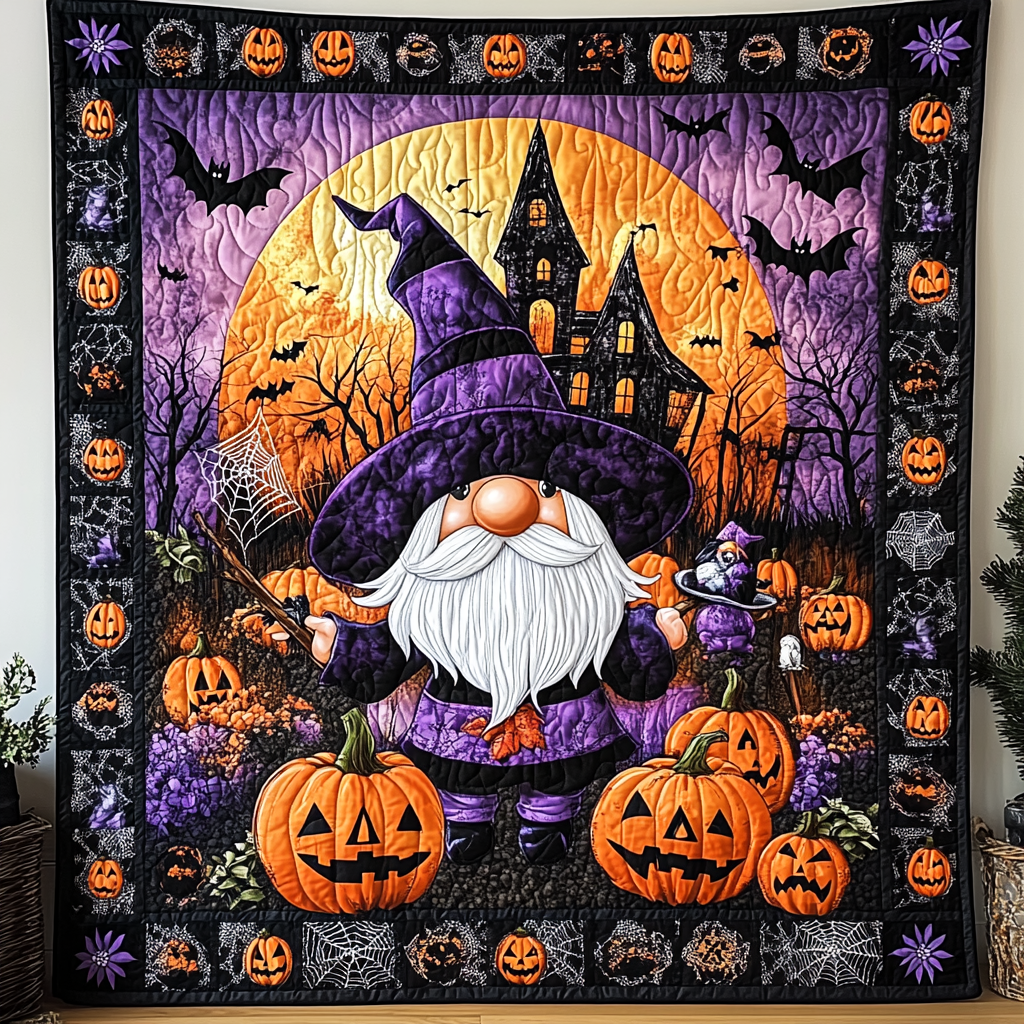 Halloween Gnome Quilted Blanket Halloween Gifts For Adults