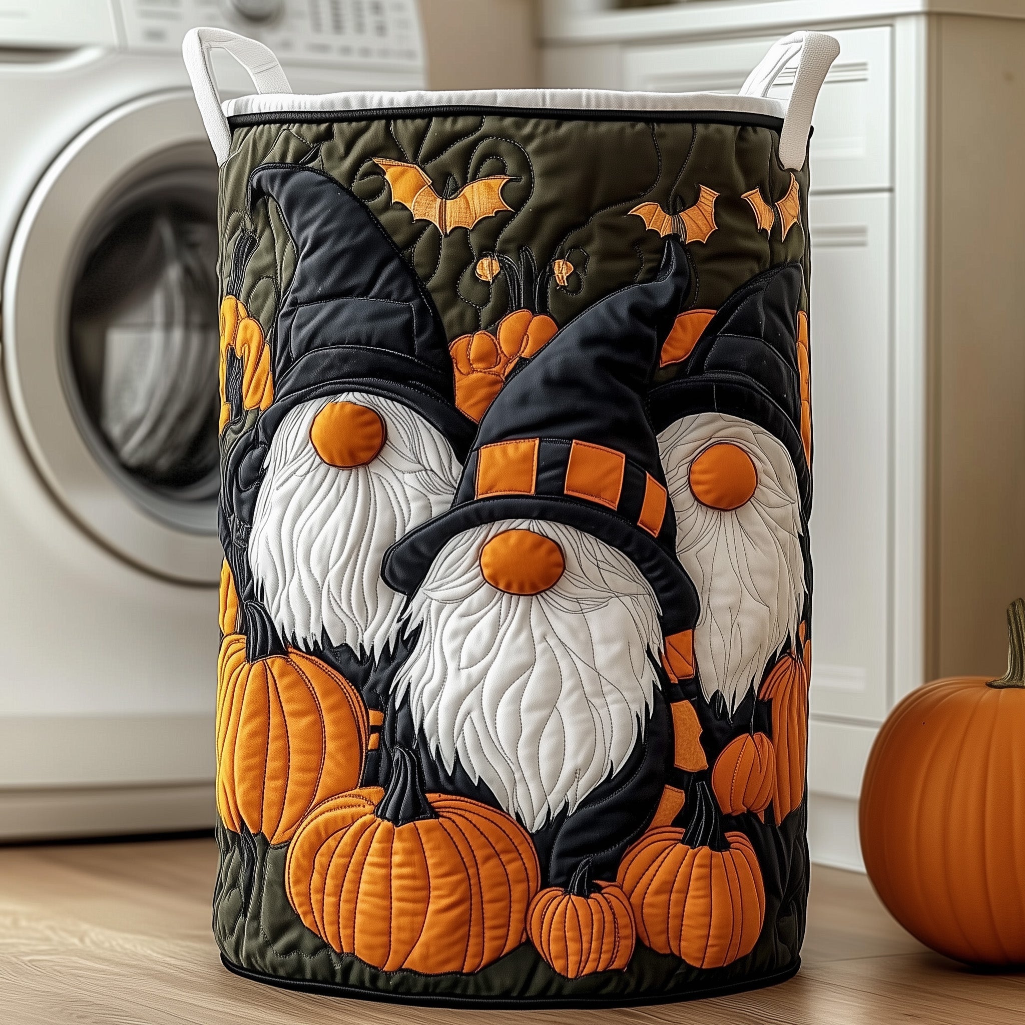 Halloween Gnome Quilted Laundry Basket Mother's Day Merch Gift