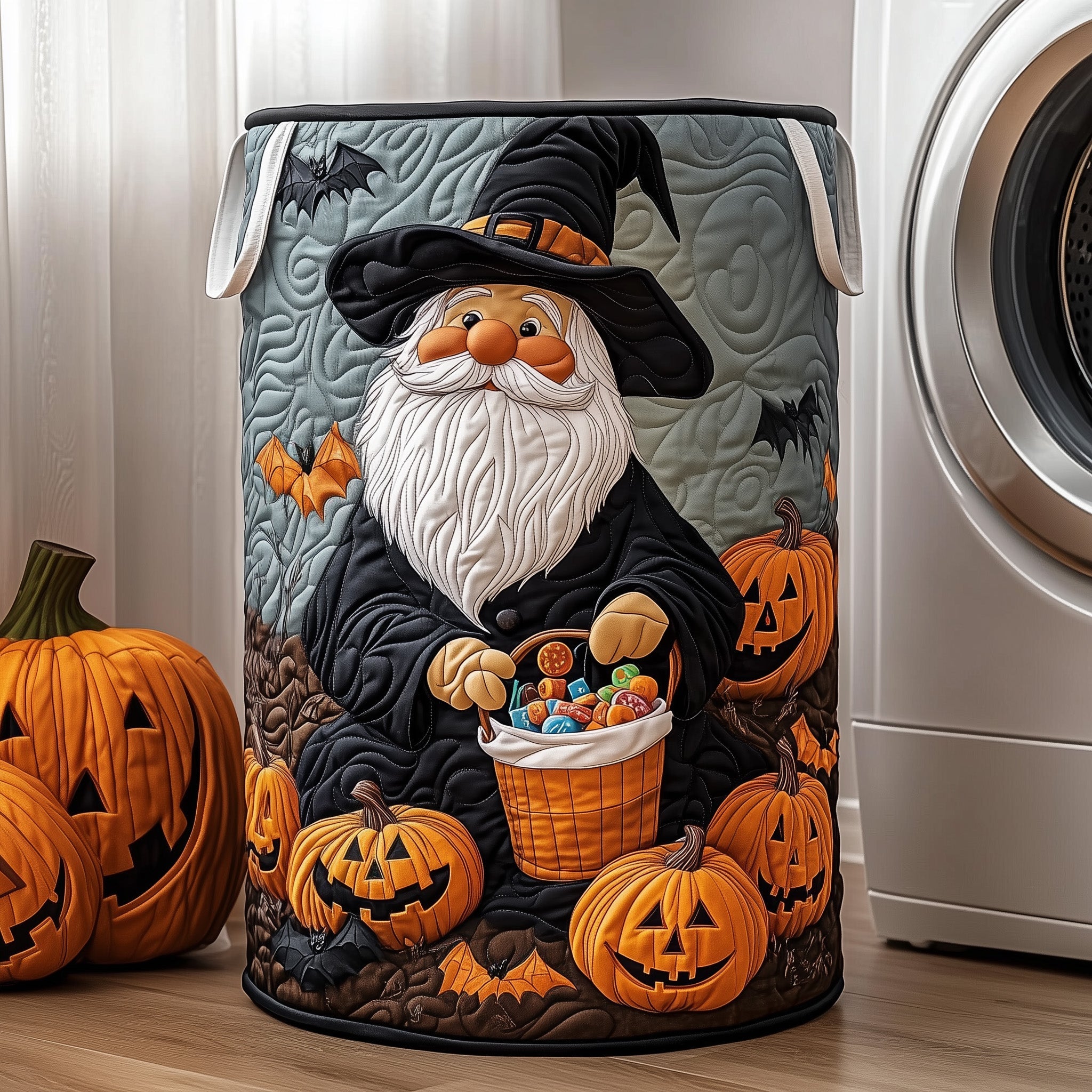 Halloween Gnome Quilted Laundry Basket Thoughtful Housewarming Gift