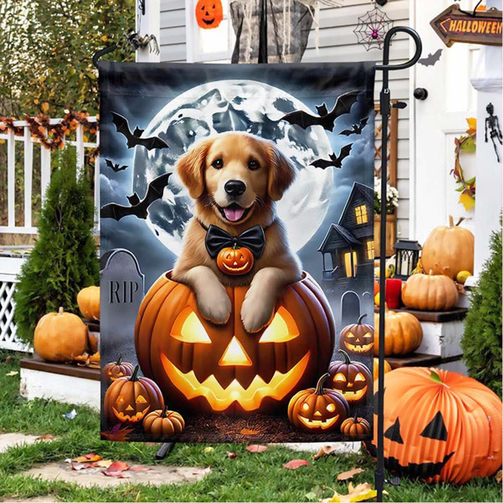 Halloween Golden Retriever Dog Trick Or Treat Flag Best Gift For Children and Adults on Halloween Day