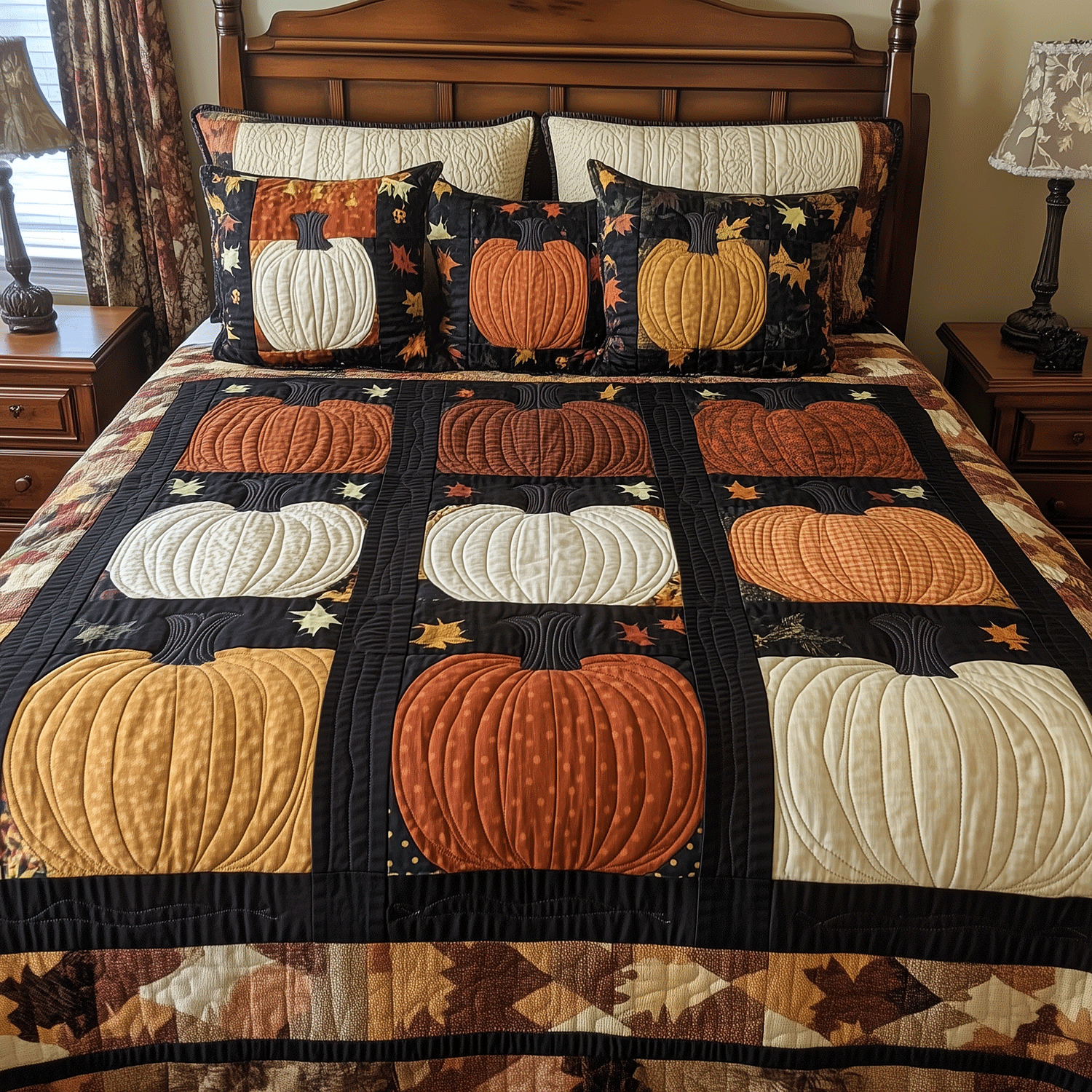 Halloween Harvest Quilted Bedding Set Comforter Sets Queen Christmas Gifts For Expecting Moms