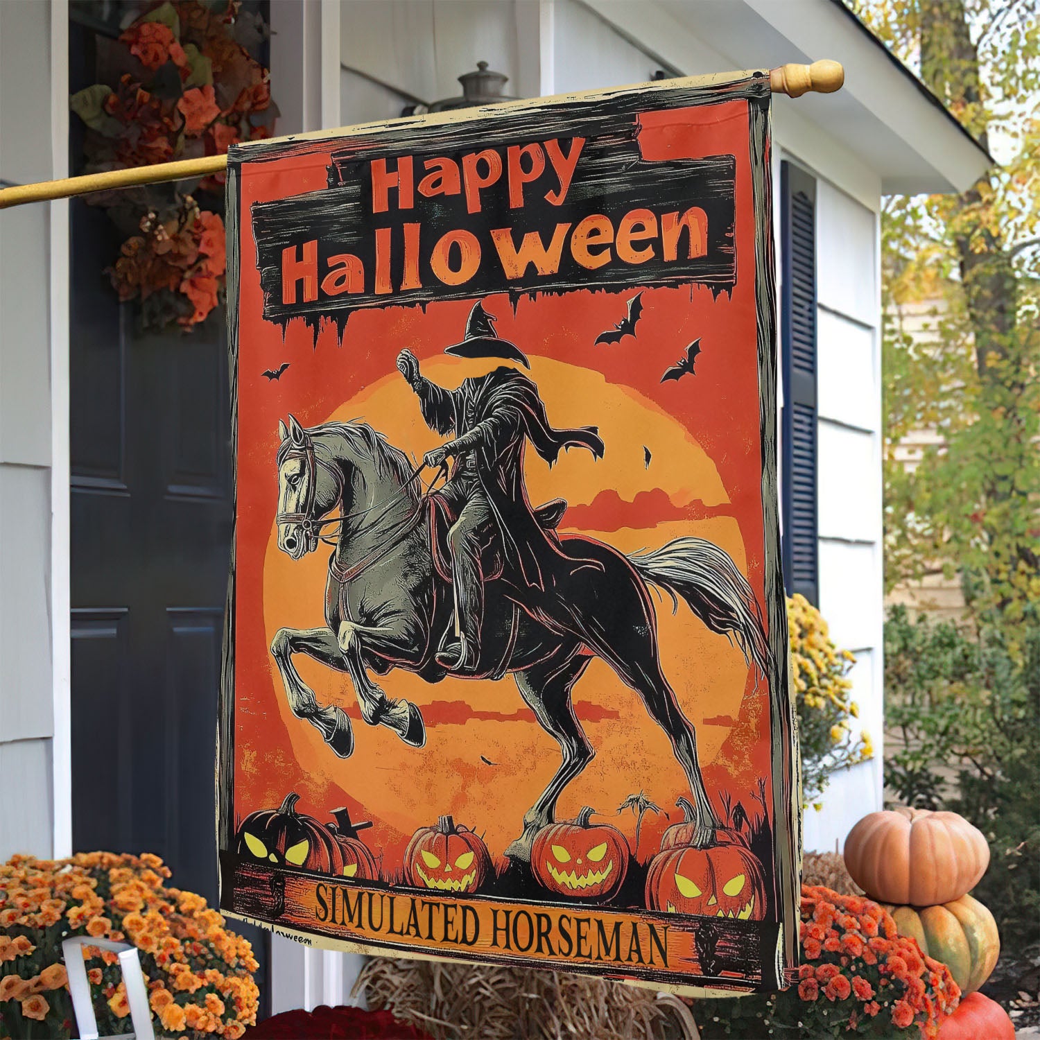 Halloween Horse Flag Happy Halloween Simulated Horseman Spooky Season Gift For Horse Lovers