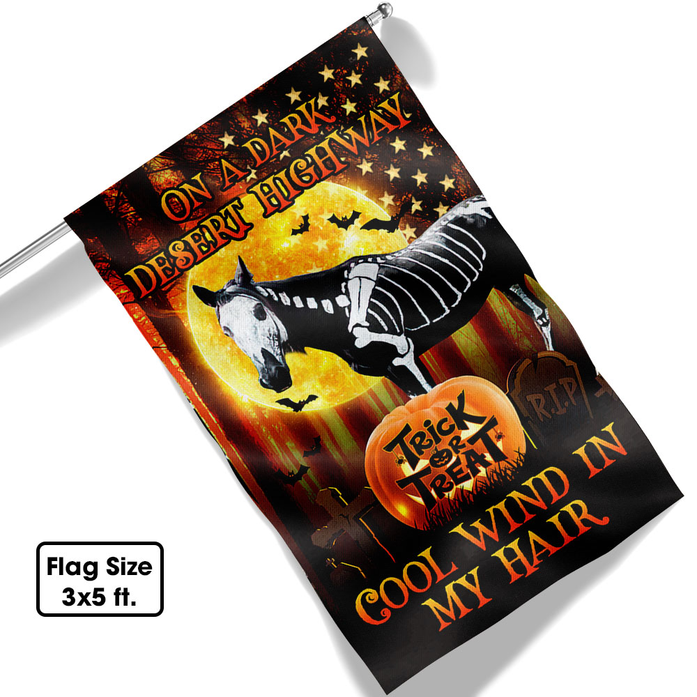 Halloween Horse Flag On A Dark Desert Highway Cool Wind In My Hair Flag