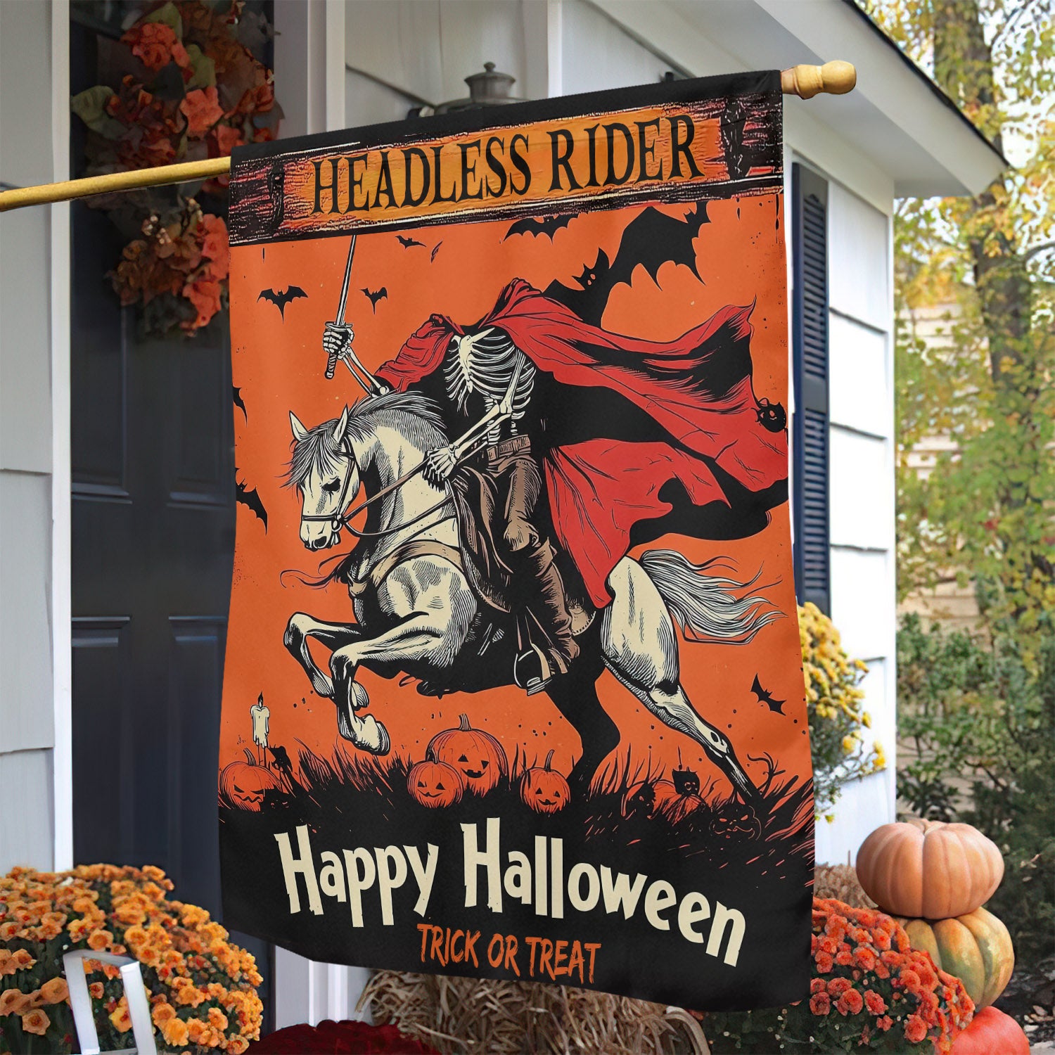 Halloween Horse Garden Flag Headless Rider Trick Or Treat Spooky Season Home Decor Gift Ideas