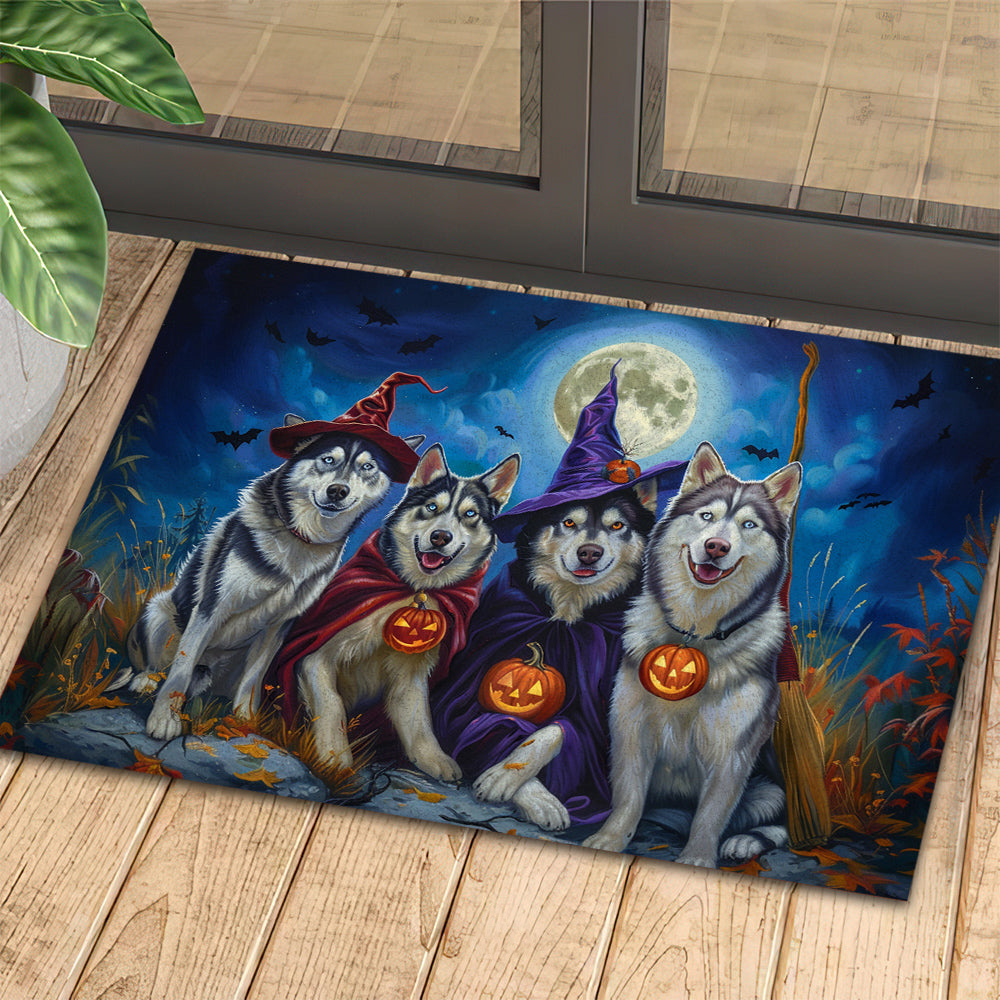 Halloween Husky Dog Doormat A Spooky Husky Gathering Doormat For Home Decor Housewarming Gift Welcome Mat Gift For Dog Lovers