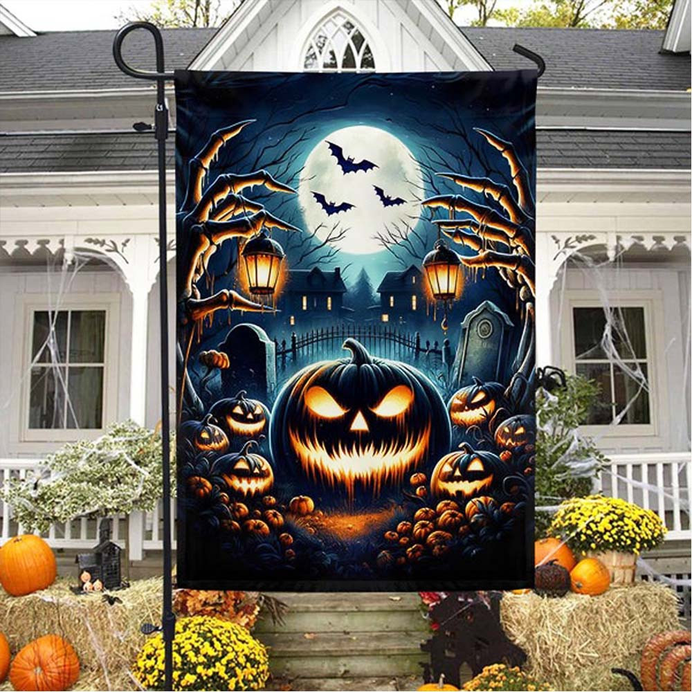 Halloween Jack O' Lantern Spooky Flag Gift For Friends and Family on Halloween Day