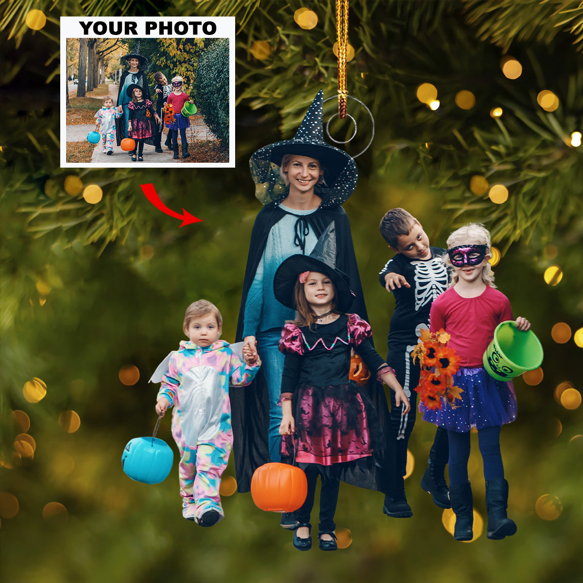 Halloween Memories Personalized Photo Mica Ornament Gift For Family Family Members