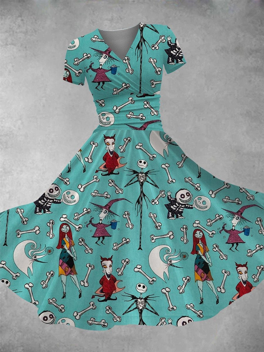 Halloween Nightmare Maxi Dress Unique Vintage Skeleton Dress Women Halloween Clothing