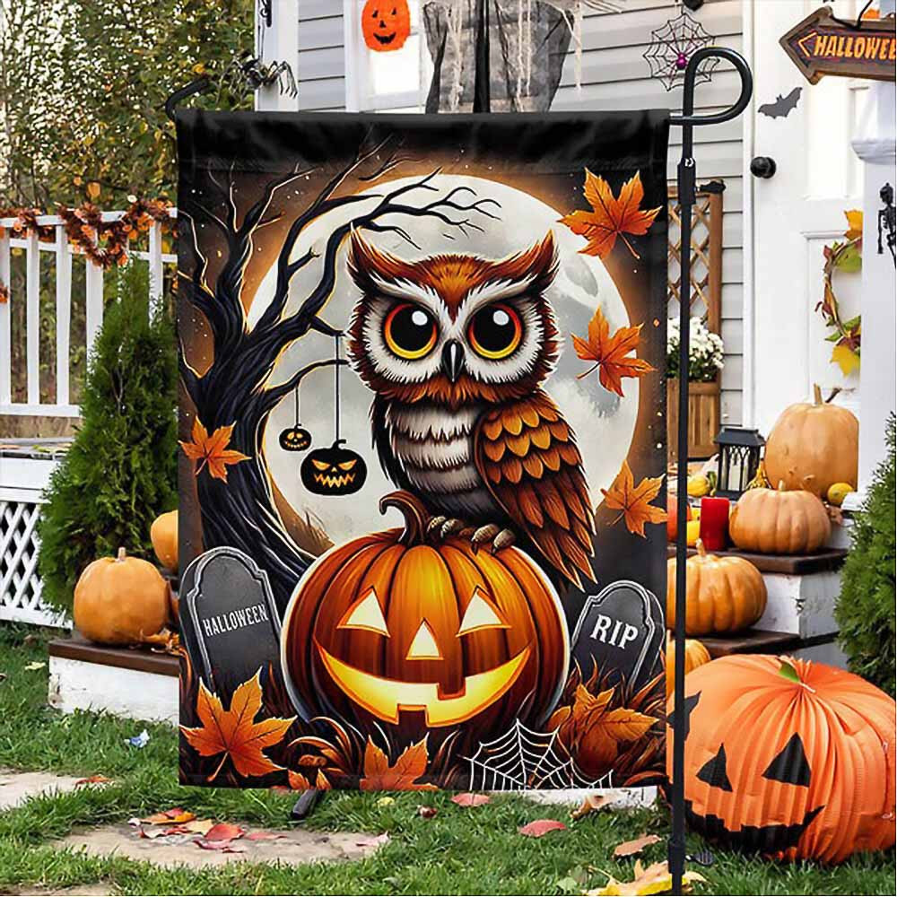 Halloween Owl With The Pumpkin Flag Best Gift For Decoration in House on Halloween Day