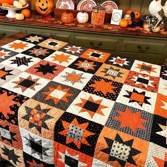 Halloween Patterned Quilted Blanket Gift For Halloween
