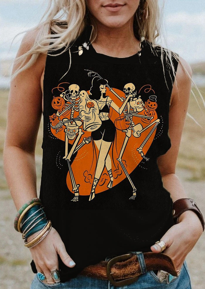 Halloween Pin Up Girl Tank Top Halloween Vintage Clothes Skeleton T-Shirt Gifts For Sister Halloween Pin Up Girl Tank Top Halloween Vintage Clothes Skeleton T-Shirt Gifts For Sister