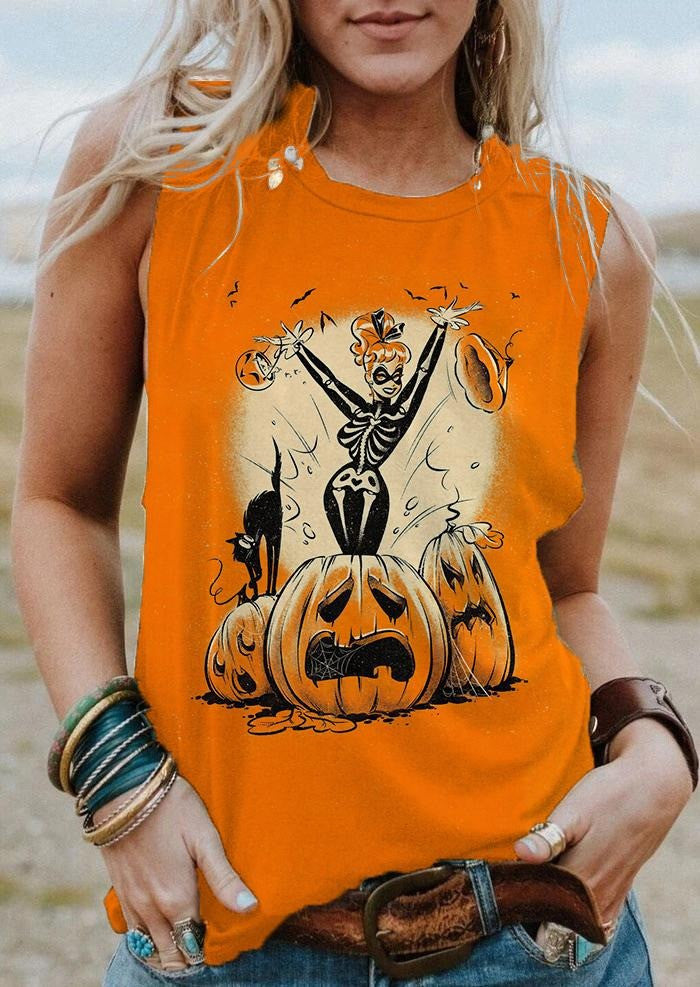 Halloween Pinup Girl Tank Top Halloween Vintage Clothes Pumpkin Tank Top Gifts For Aunt