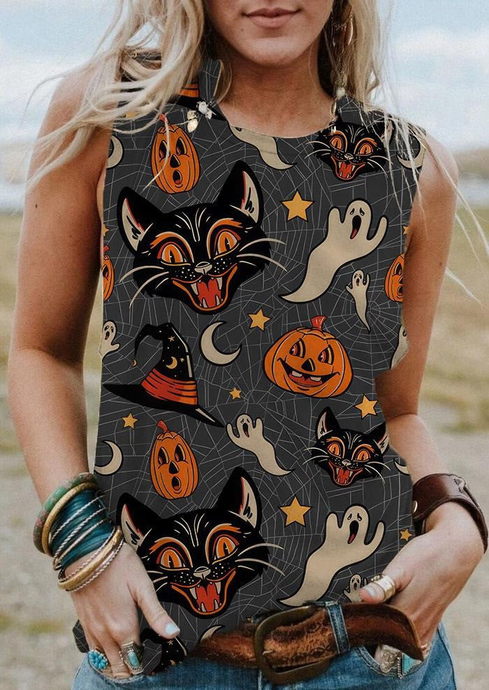 Halloween Pumpkin Cat Tank Top Spooky Vintage Clothing Funny Halloween Shirts Gifts For Her Halloween Pumpkin Cat Tank Top Spooky Vintage Clothing Funny Halloween Shirts Gifts For Her