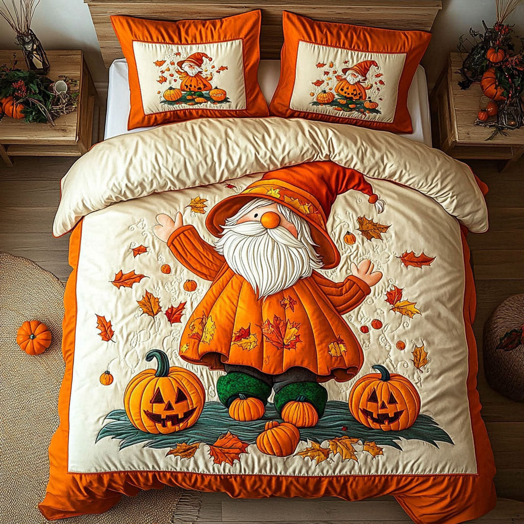 Halloween Pumpkin Gnome Bedding Set Best Decoration Gift For Friends and Family on Halloween Day