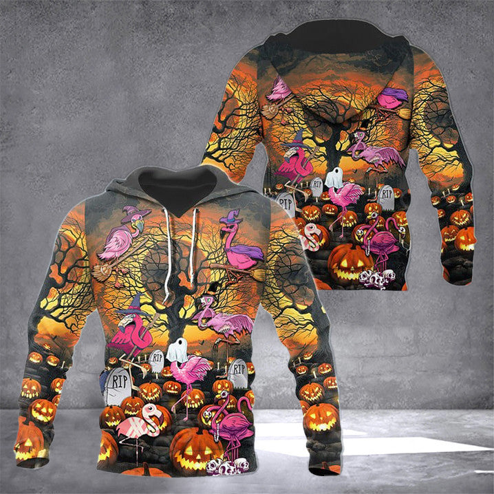 Halloween Pumpkin Scary Flamingo Hoodie Men's Halloween Clothing Gifts For Husband Halloween Pumpkin Scary Flamingo Hoodie Men's Halloween Clothing Gifts For Husband