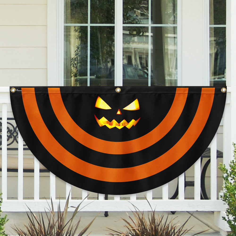 Halloween Pumpkin Scary Non Pleated Fan Flag