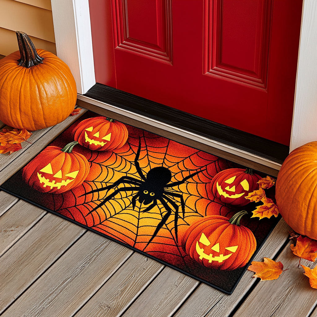 Halloween Pumpkin Spider Doormat Best Decoration Gift For Friends and Family on Halloween Day