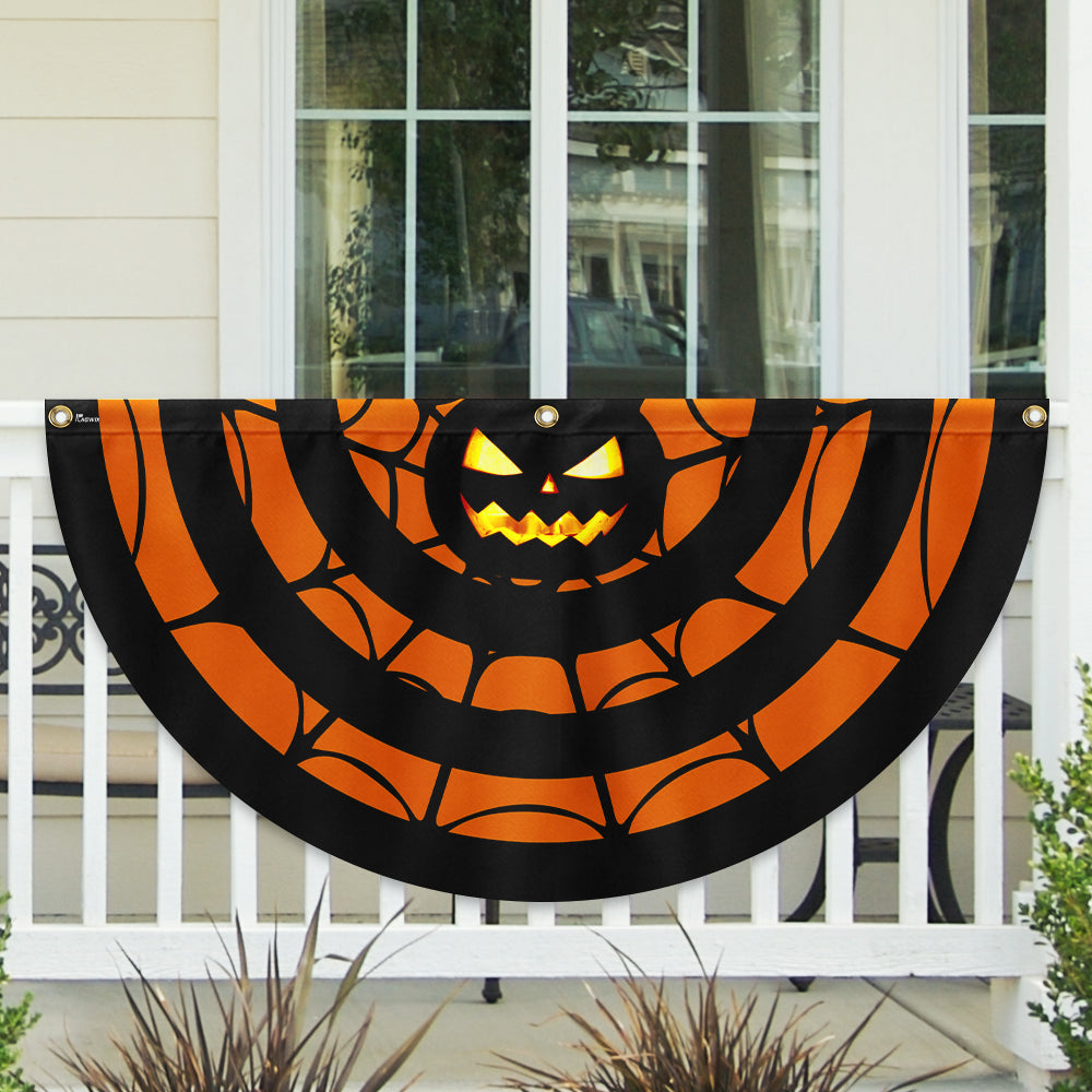 Halloween Pumpkin Spider Silk Non Pleated Fan Flag