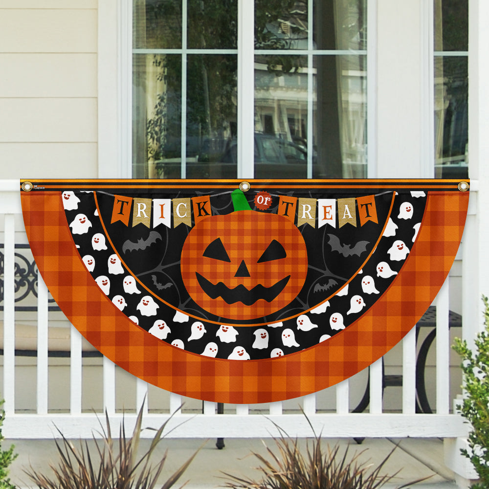 Halloween Pumpkin Trick Or Treat Non Pleated Fan Flag