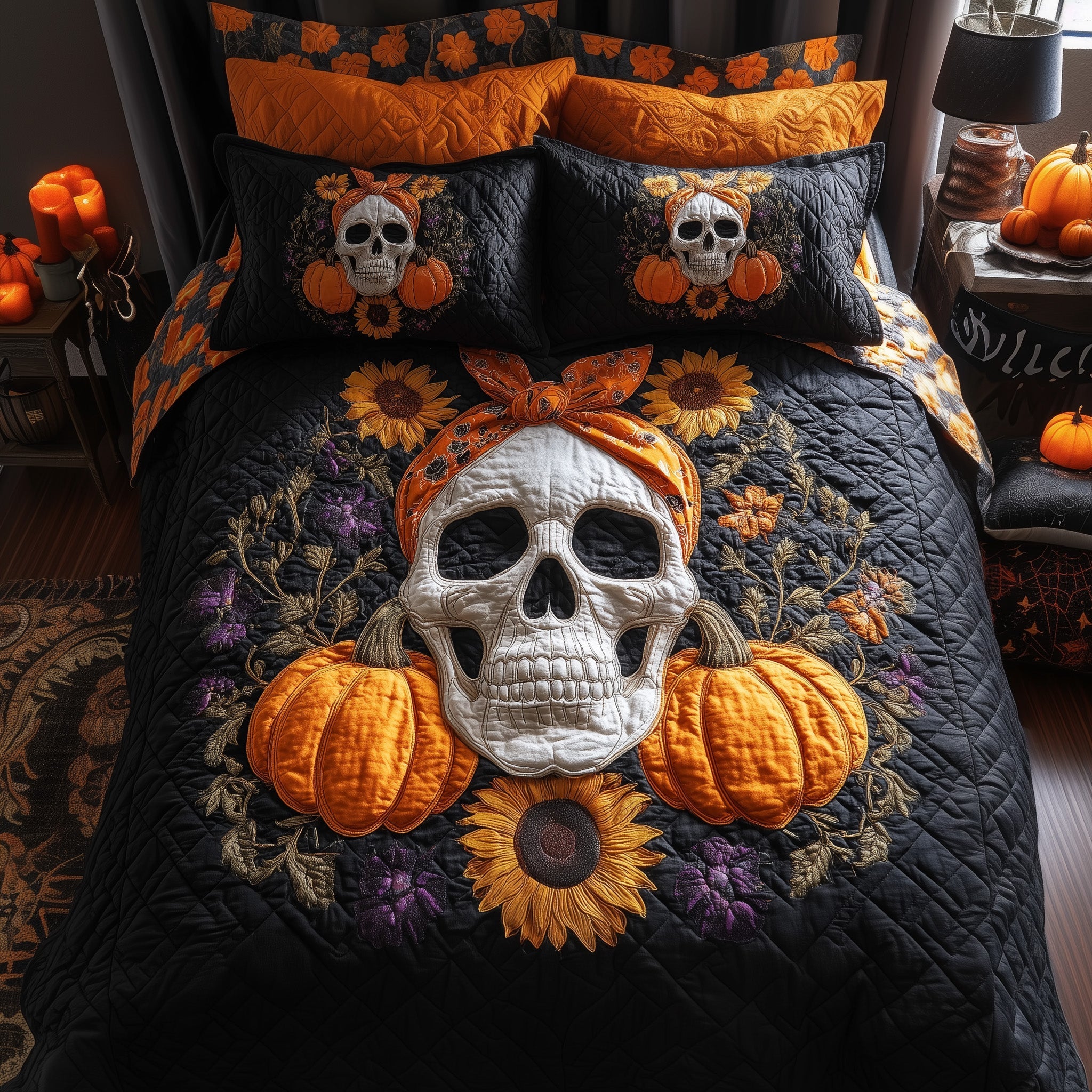 Halloween Quilted Bedding Set Holiday Gift