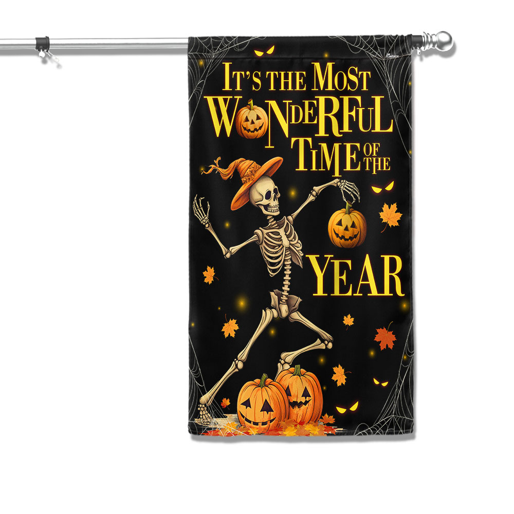 Halloween Skeleton Dancing Pumpkins It S The Most Wonderful Time Of The Year Flag