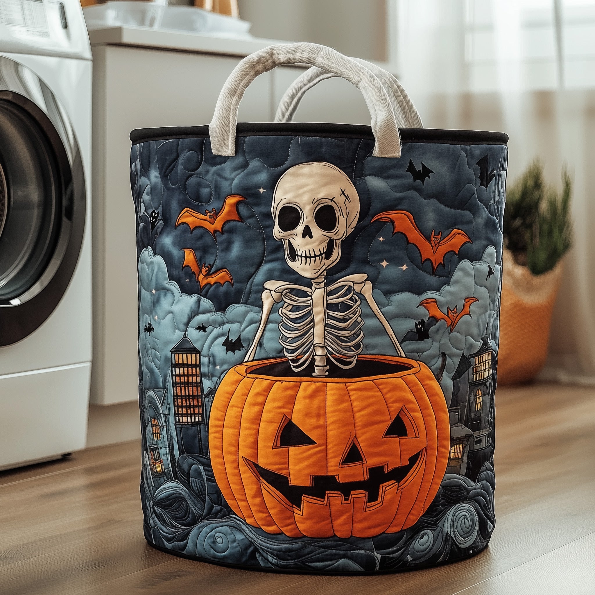 Halloween Skeleton Quilted Laundry Basket Must-Have Laundry Essential