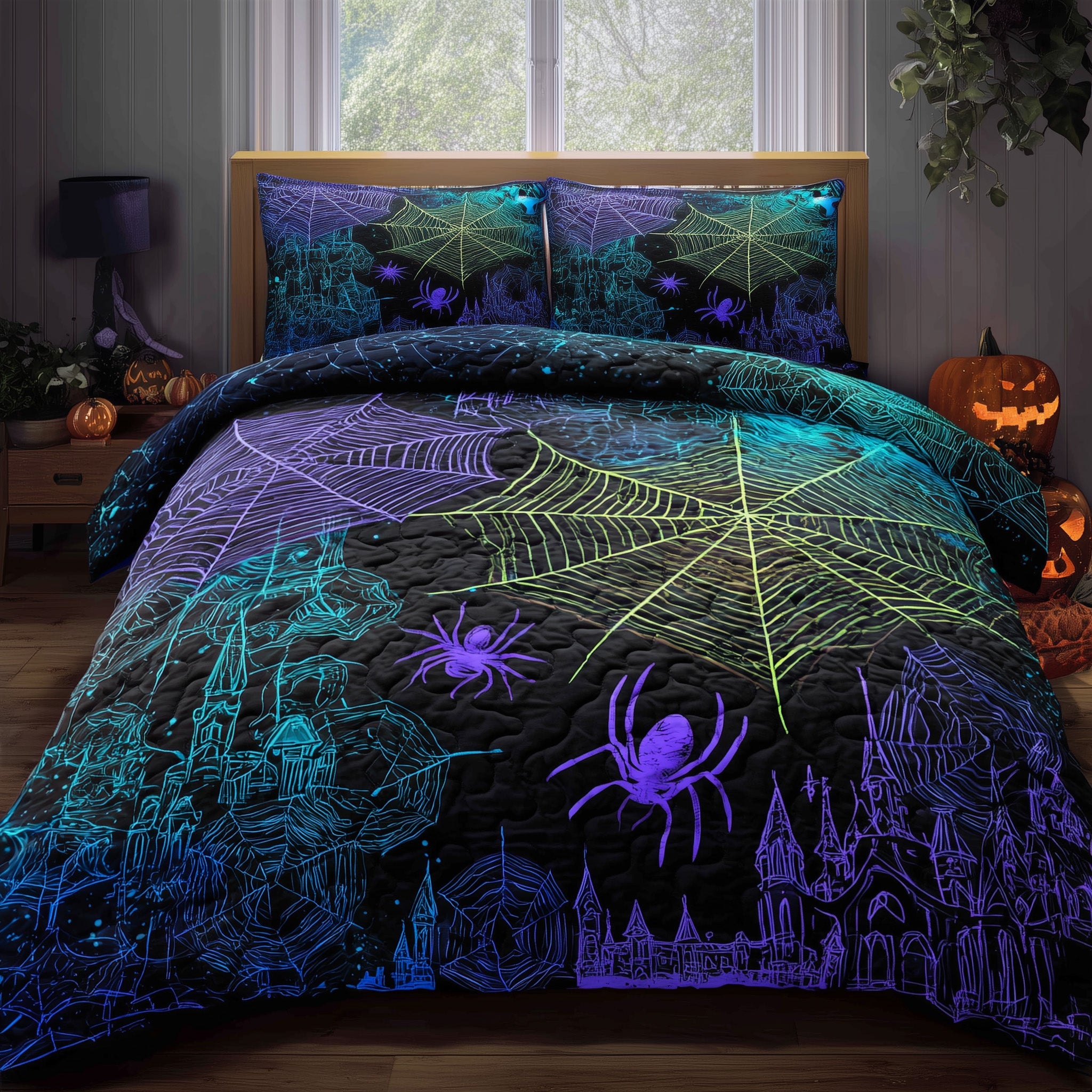 Halloween Spider Quilted Bedding Set All-Season