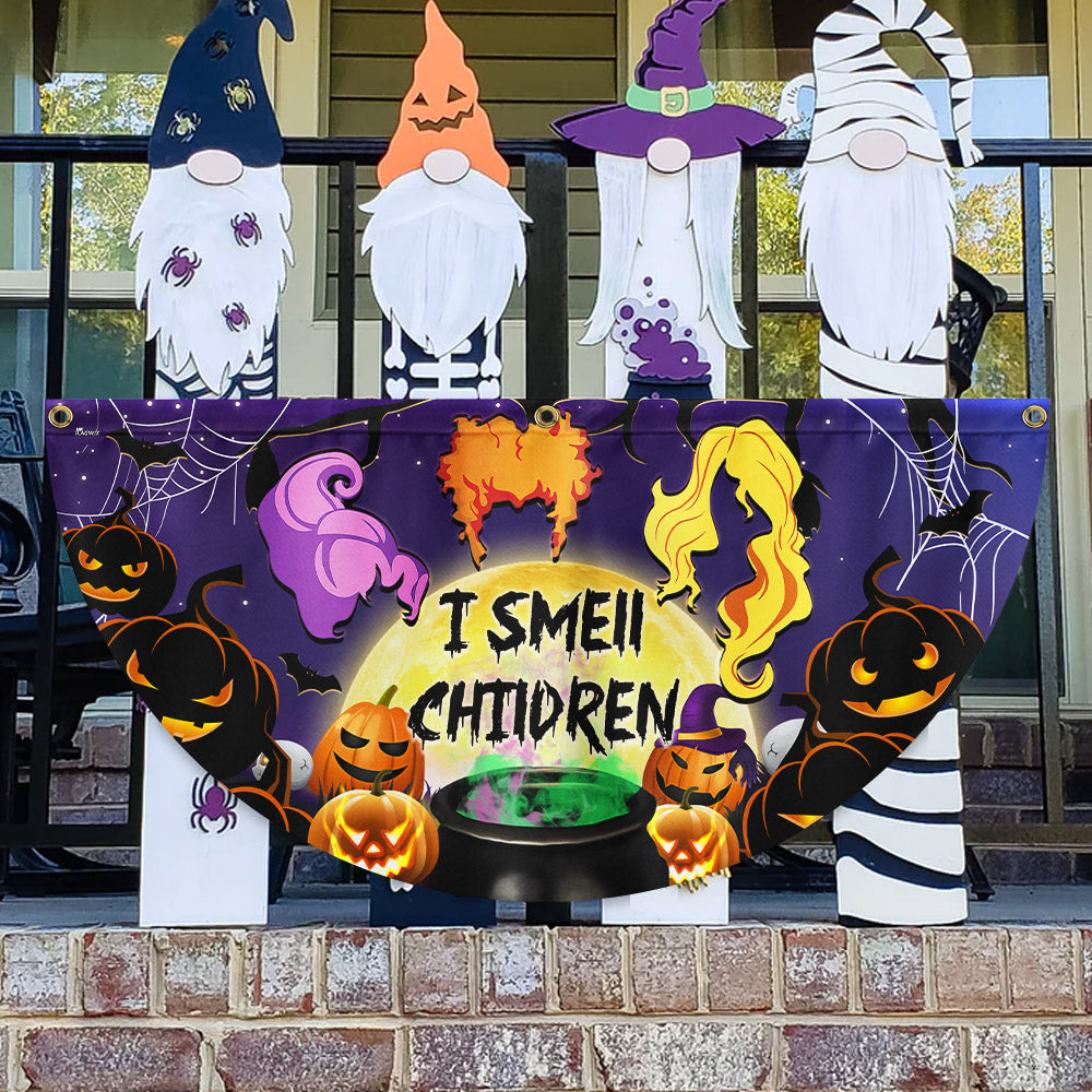 Halloween Three Witches I Smell Children Non Pleated Fan Flag