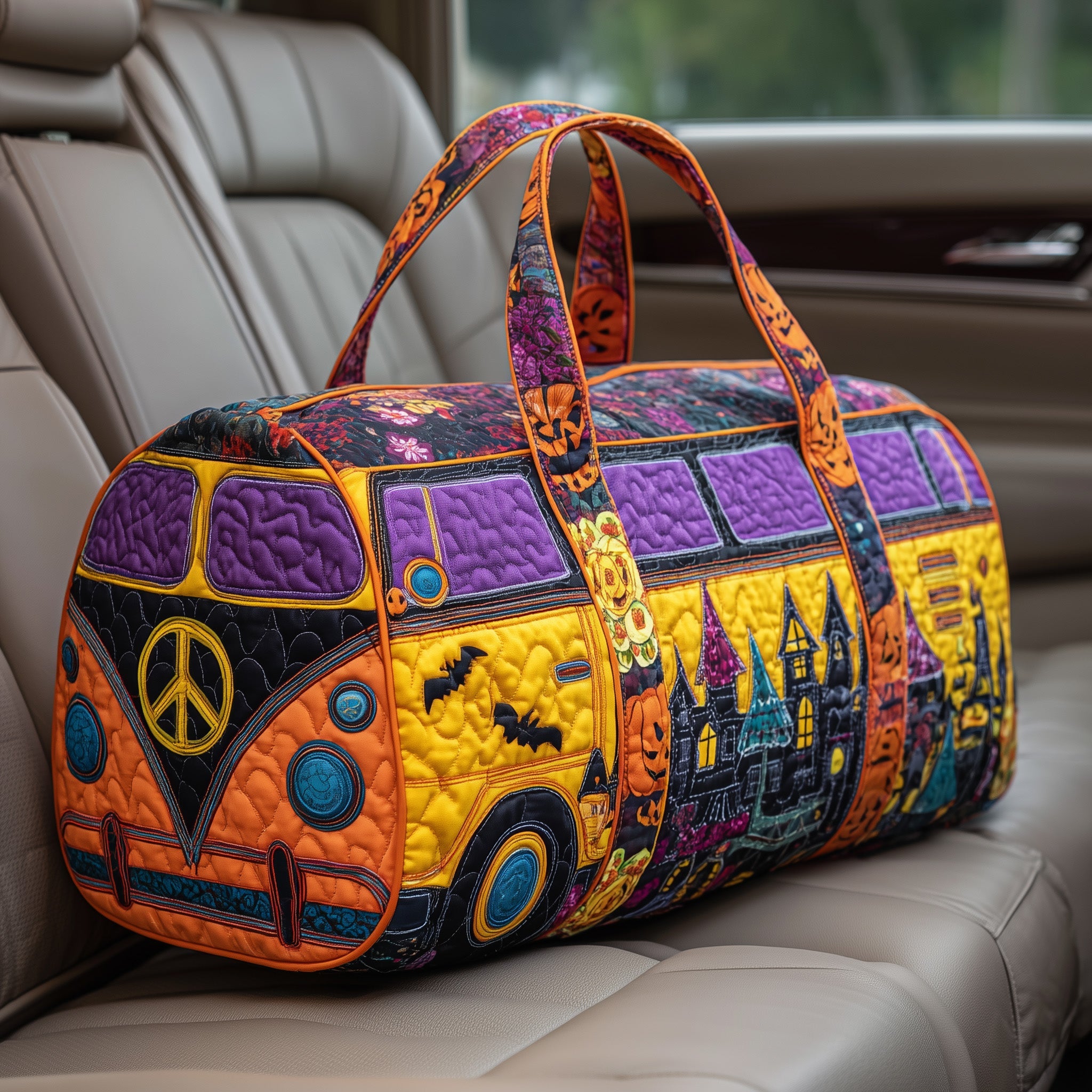 Halloween Van Vibe Quilted Duffle Bag Everyday Gift Idea