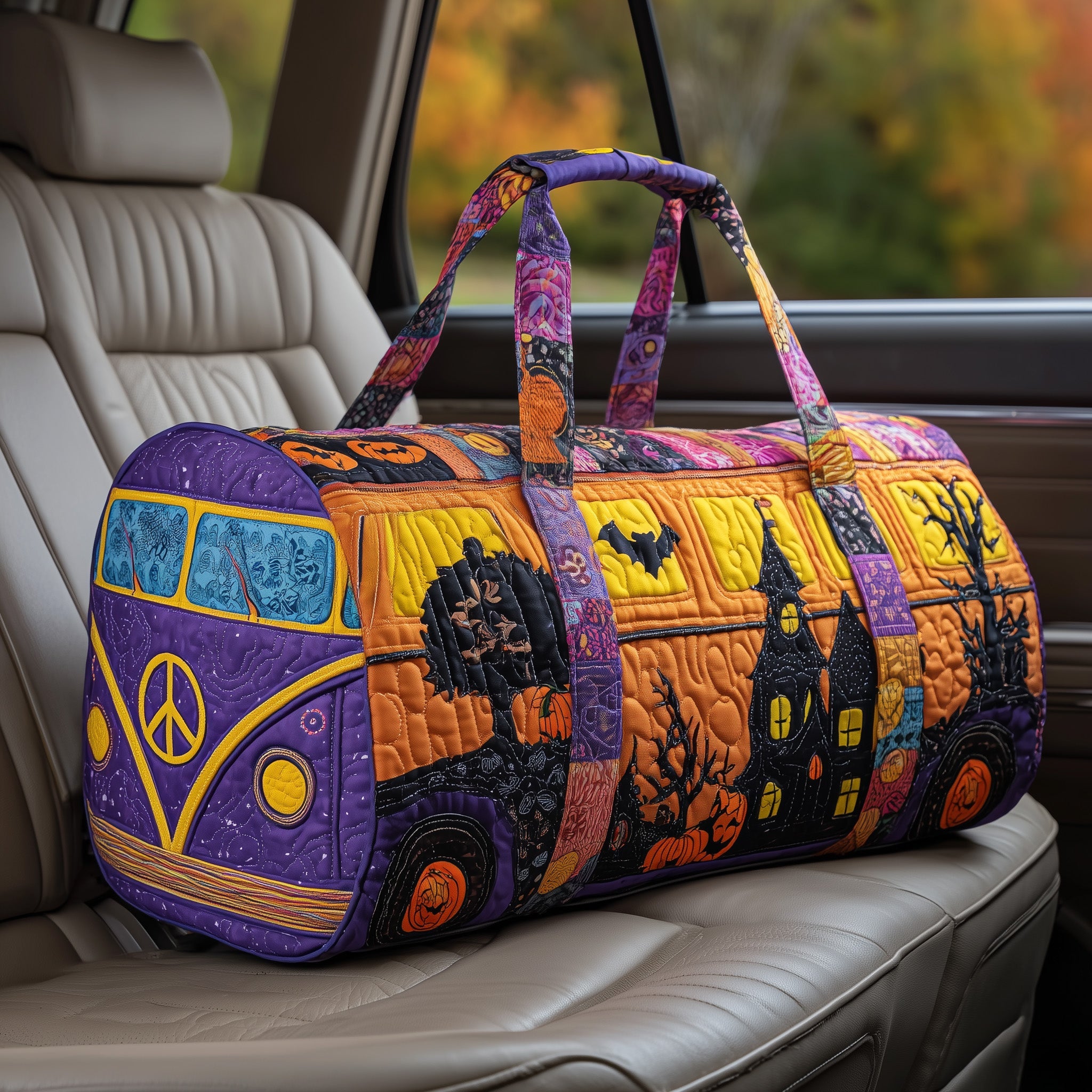 Halloween Van Vibe Quilted Duffle Bag Gift For Her
