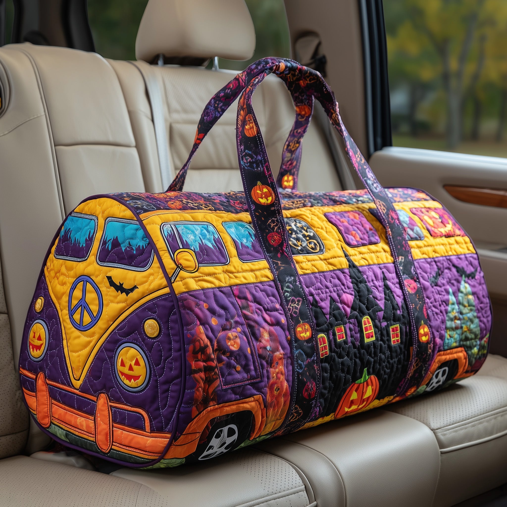Halloween Van Vibe Quilted Duffle Bag Gift For Him