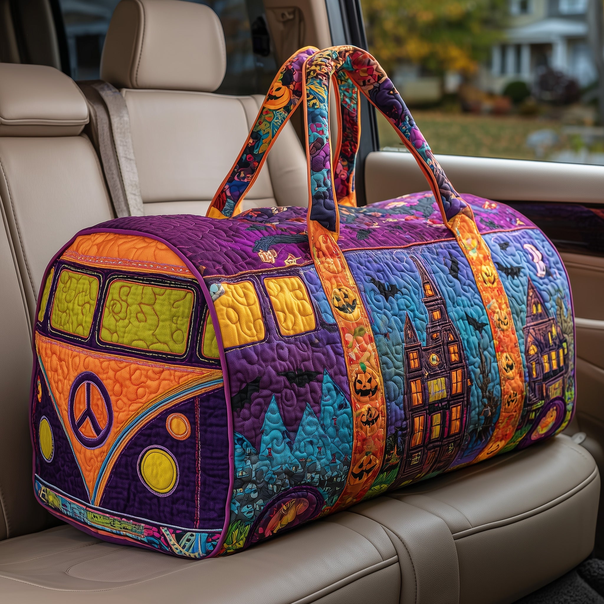 Halloween Van Vibe Quilted Duffle Bag Gift For Mom