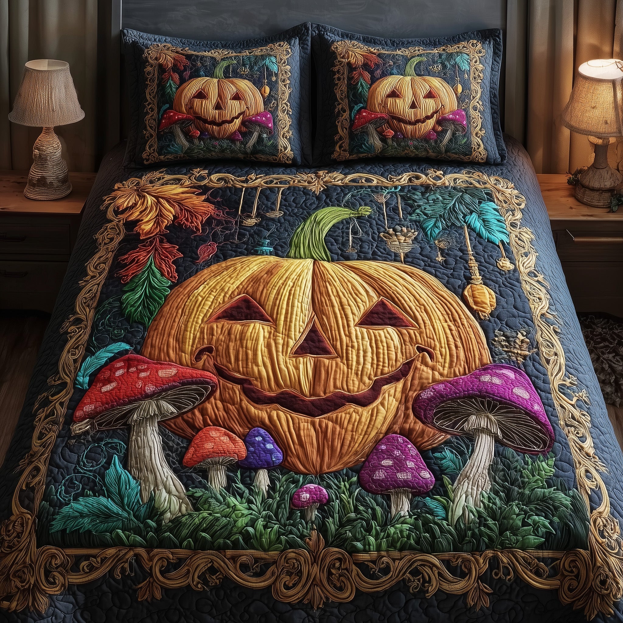 Halloween Vibe Quilted Bedding Set For Family