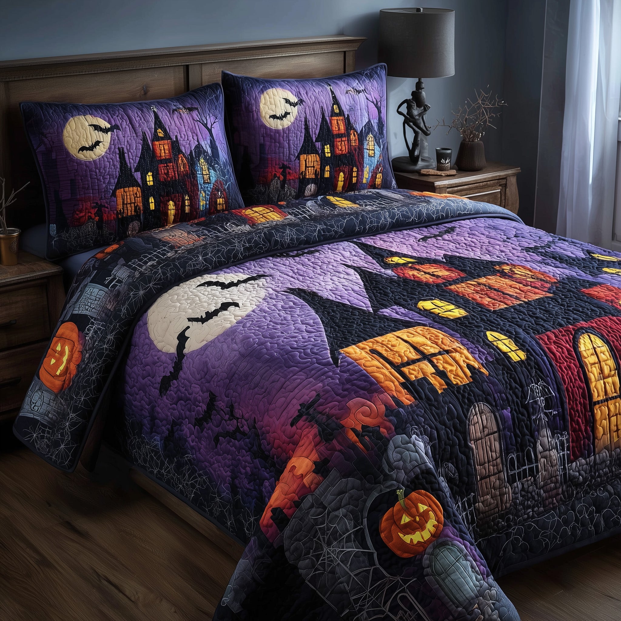 Halloween Vibe Quilted Bedding Set Home Decor Collection