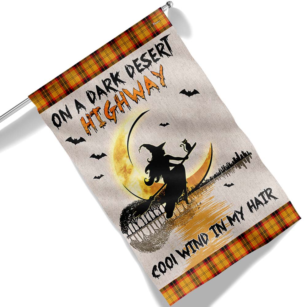 Halloween Witch Flag On A Dark Desert Highway Cool Wind In My Hair