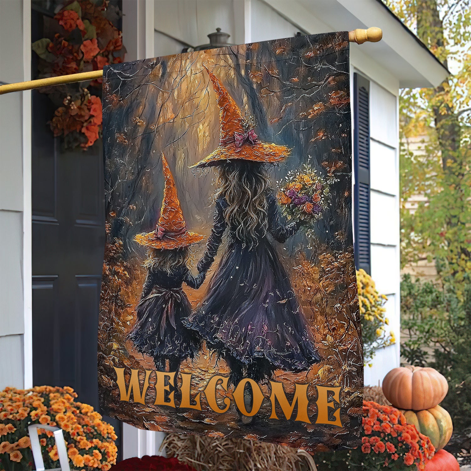 Halloween Witch Garden House Flag Welcome Yard Flag Spooky Season Gift For Witch Lovers