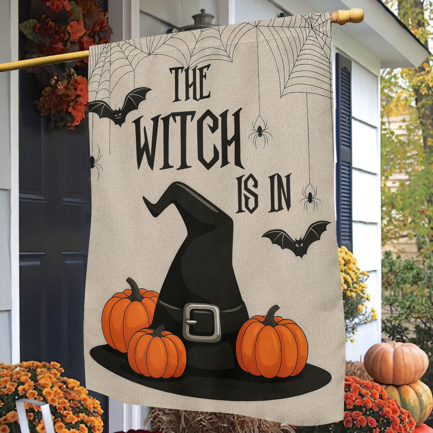 Halloween Witch House Flag The Witch Is In Yard Flag Fright Night Gift For Witch Lovers