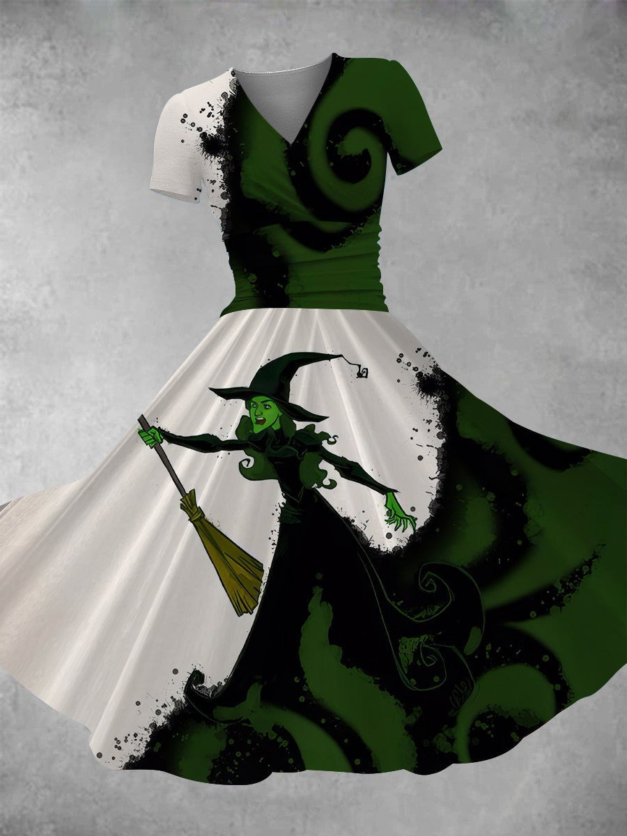 Halloween Witch Print Maxi Dress Adult Witch Dress Women Halloween Clothing Gifts For Daughter