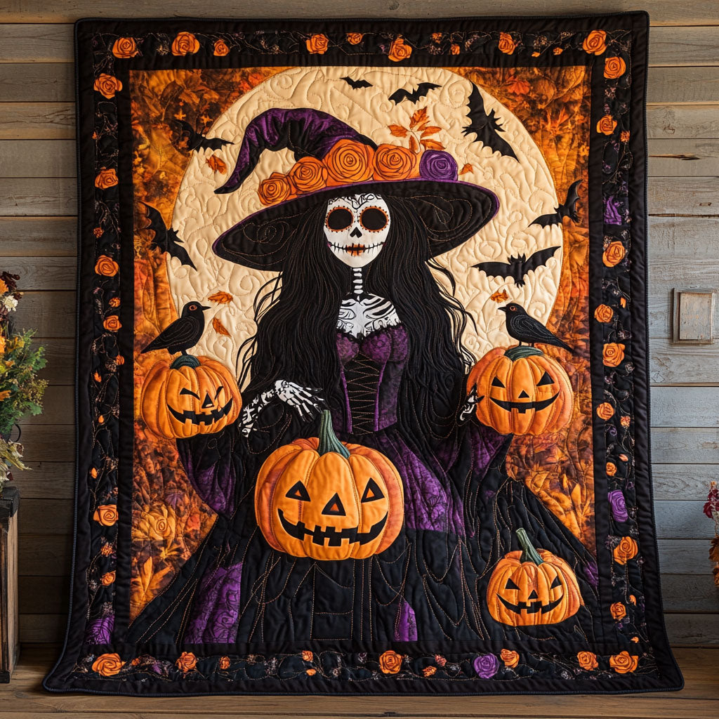 Halloween Witch Quilt Trendy Quilt Blanket for Modern Home Interiors