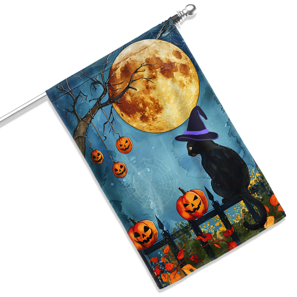 Halloween Witchy Black Cat Flag
