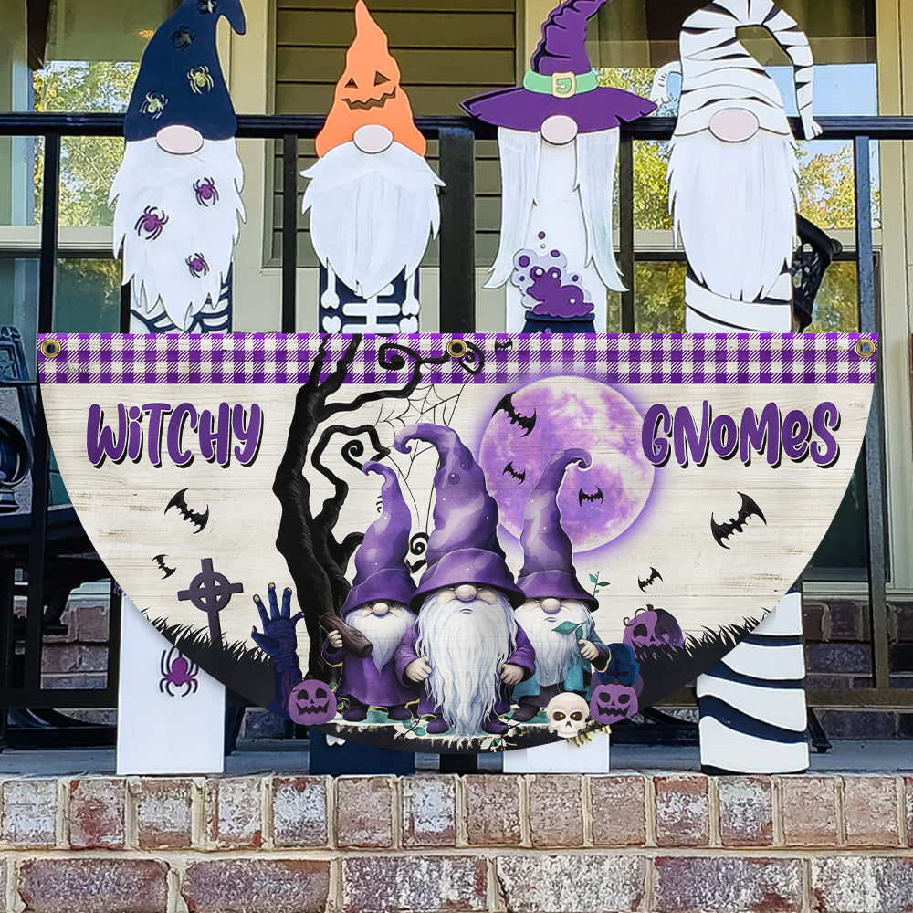 Halloween Witchy Gnomes Non Pleated Fan Flag