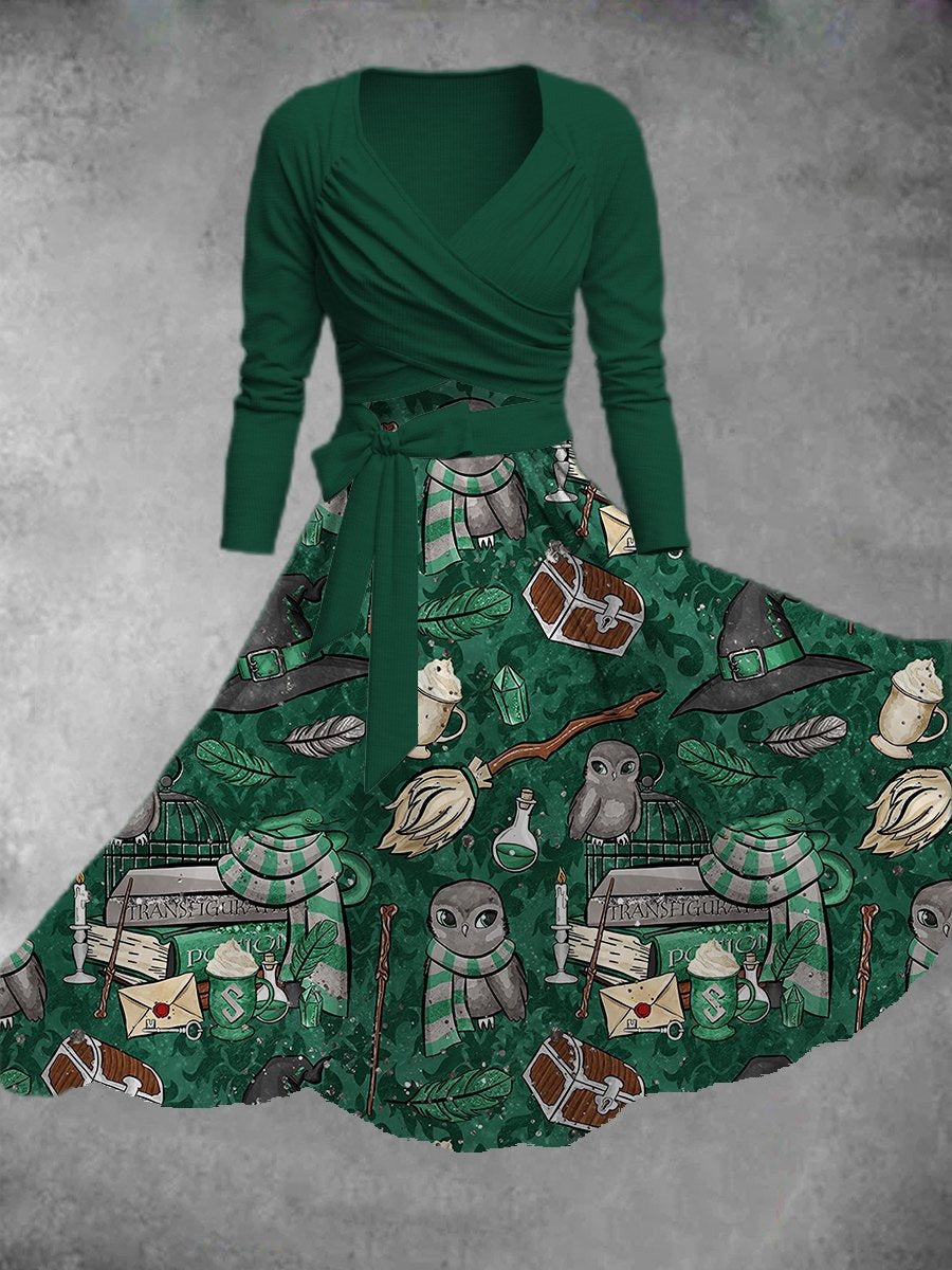 Halloween Wizard Two Piece Dress Retro Halloween Dress Spooky Clothing Gifts For Ladies Halloween Wizard Two Piece Dress Retro Halloween Dress Spooky Clothing Gifts For Ladies