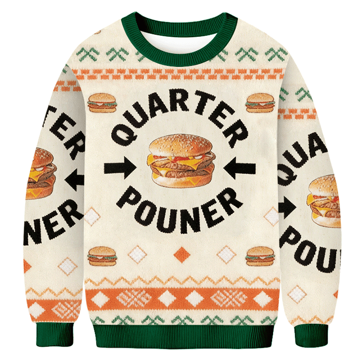 Hamburger Quarter Pouner Ugly Sweater Xmas Wear Christmas Gifts For Boyfriend