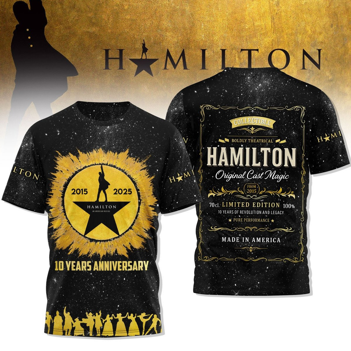 Hamilton 10 Years Anniversary 2015 2025 Tour T-Shirt Cool Gifts For Music Lovers