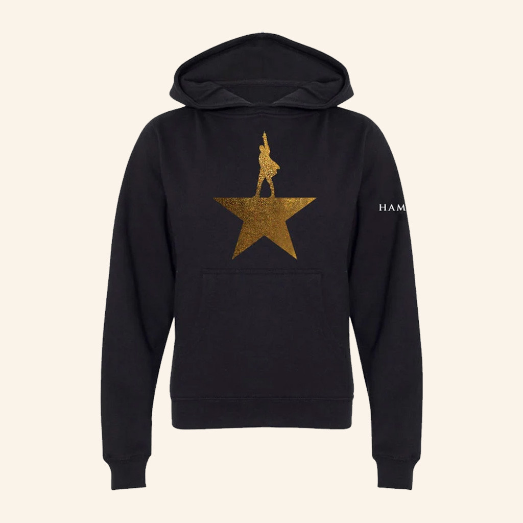 Hamilton Merch Gold Star Black Hoodie Birthday Present For Husband