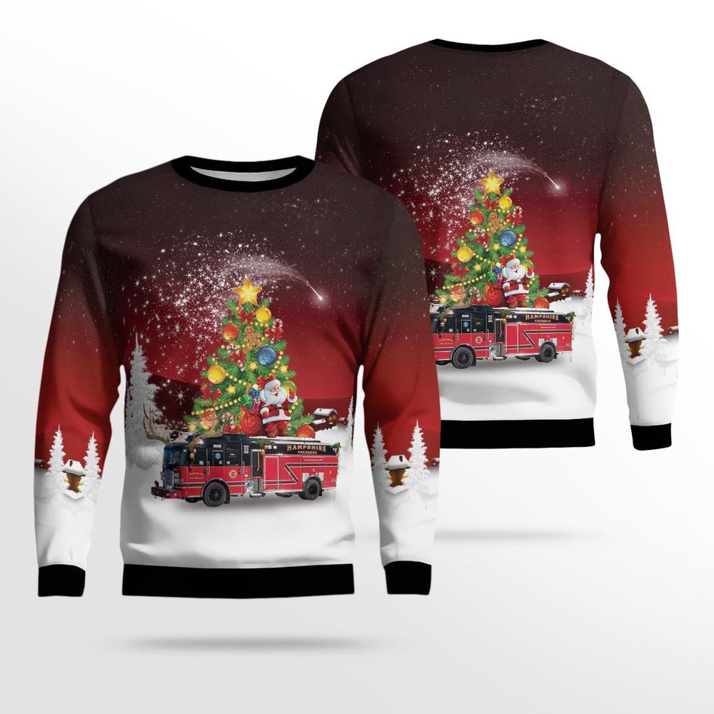 Hampshire Illinois Hampshire FireRescue AOP Ugly Sweater Xmas Unisex Sweater Christmas Gifts For Men Women