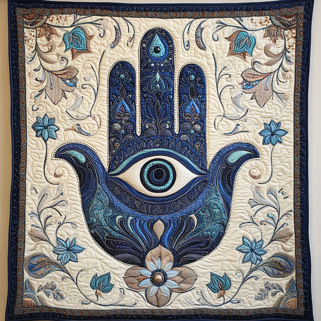 Hamsa Radiance Quilted Blanket Best Couch Throw Blanket Lotus Gifts For Mom